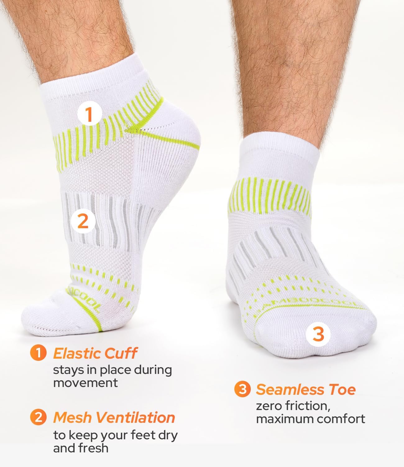 BAMBOO COOL Mens Ankle Socks Bamboo Viscose Athletic Moisture-Wicking Low Cut Running Cushioned Socks - Image 4