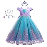 CinheyU Girls Halloween Costume Mermaid Princess Fancy Dress Christmas Birthday Party Pageant Tulle Ball Gown w/Accessories