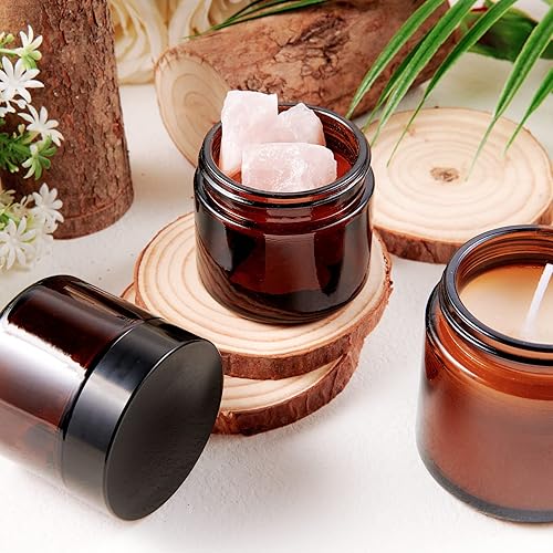 Miniatura 2 de Hoa Kinh - Tarros de 2 onzas con tapas, paquete de 24 frascos de vidrio ámbar con tapas, recipientes vacíos para cosméticos, tarro de vidrio redondo