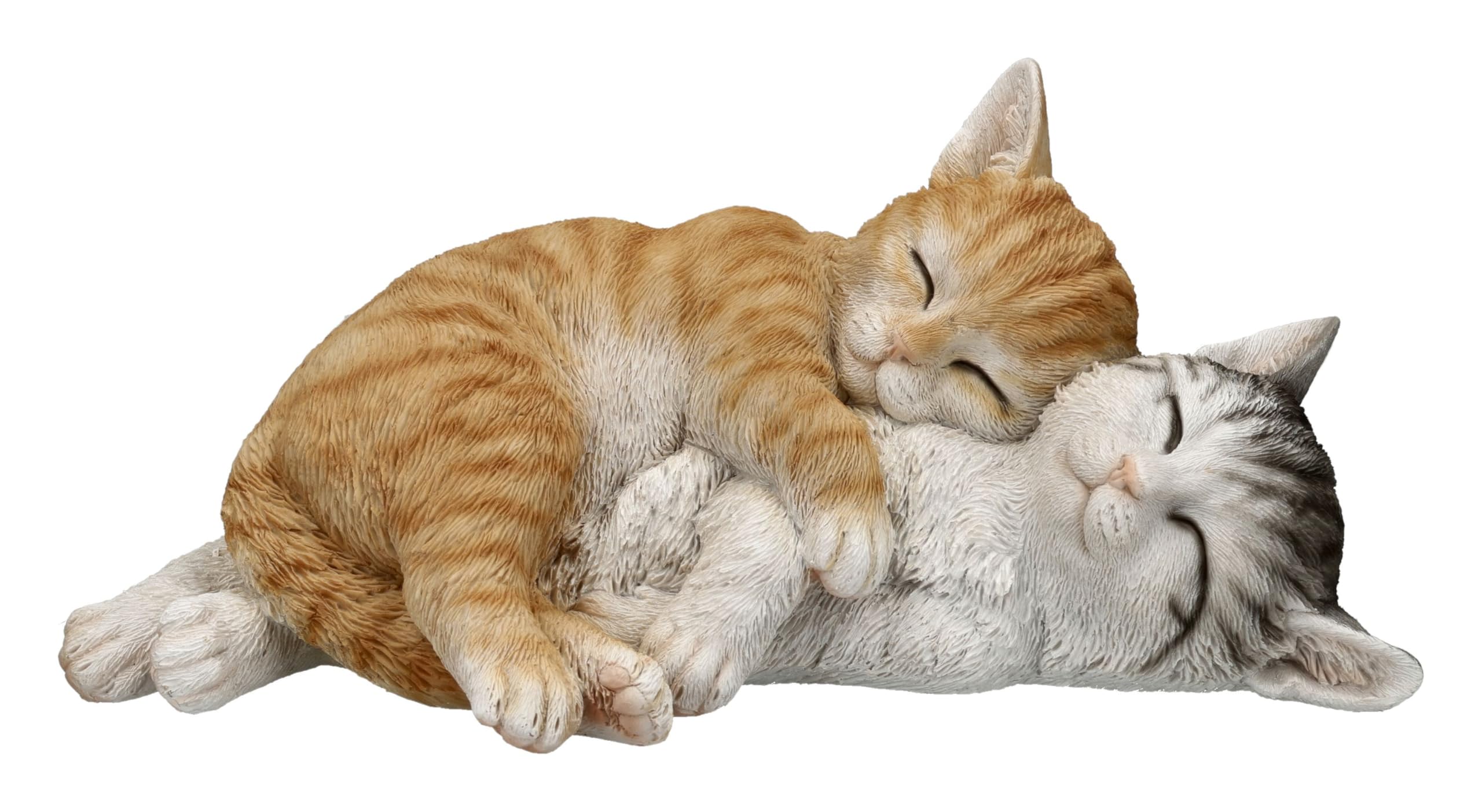 Figuren Shop GmbH Katzenfiguren Paar Garten 27,5 cm – Zwei kuschelnde Katzen aus Polyresin, handbemalt und wetterfest – Tierfigur für Sideboard, Fensterbank, Terrasse und Beet