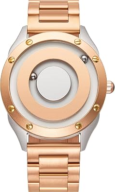EUTOUR Magnetic Watches for Men|Unique No Hands Design with Gliding Magnet Beads Display|40mm Dial with Rivet Bezel, 3ATM|20mm Three-Link Steel Band|Fashion Watch Gifts