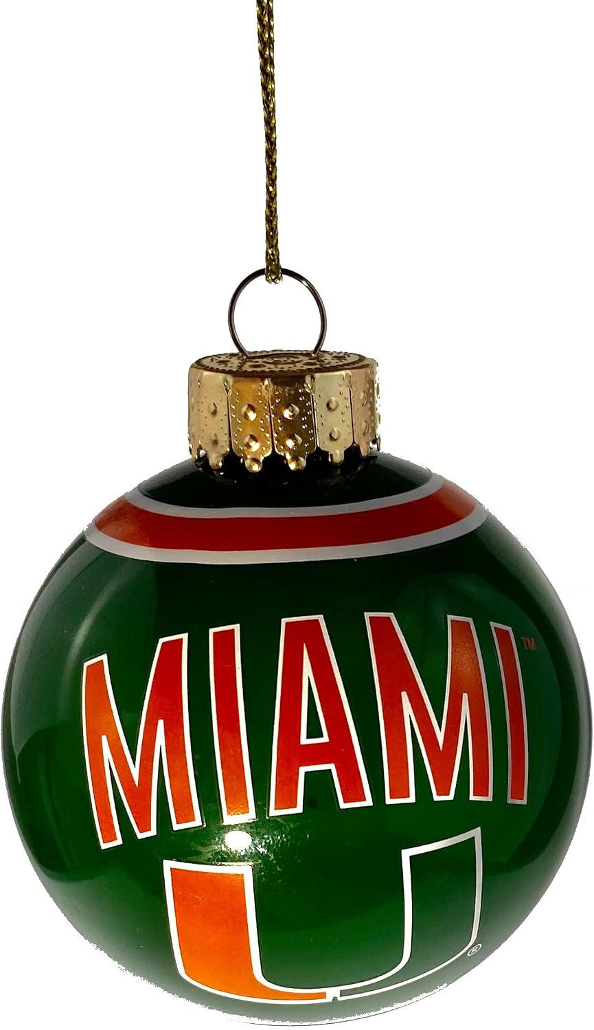 Miami Hurricanes Glass Ball Ornament – Limited Edition FOCO Hurricanes Glass Ball Ornament – Represent The NCAA and Show Your Team Spirit with Officially Licensed Football Holiday Fan Decorations