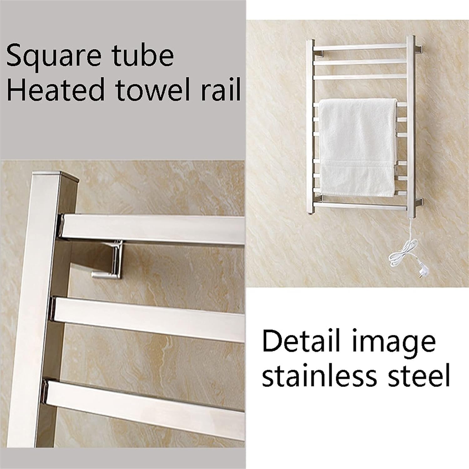 Towel Rack Electric Towel Racks for Bathroom Wall Mounted 10 Bars Stainless Steel Polished Towel Warmer Drying Rack Built-in Thermostat Easy Install