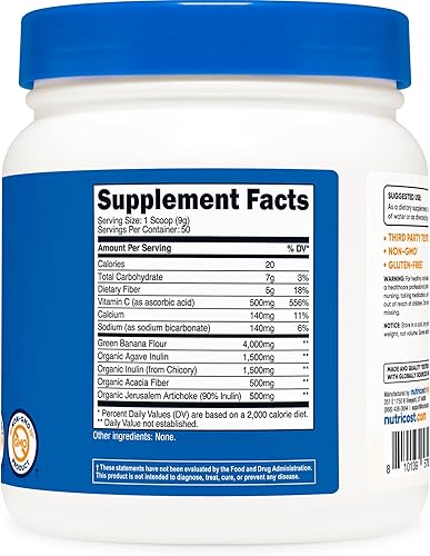 Miniatura 5 de Nutricost Polvo de fibra prebiótica (1 libra, sin sabor) salud digestiva, suplemento de fibra natural, mezcla de fibra vegetal soluble
