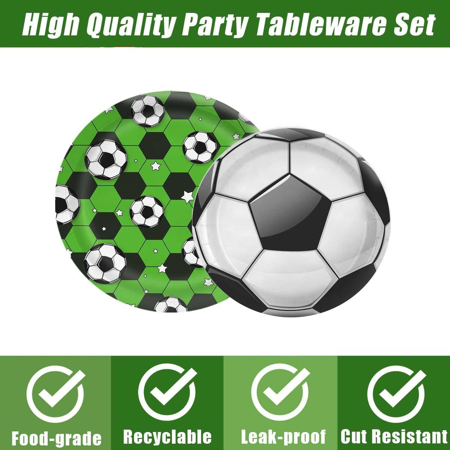 104 PCS Soccer Table Supplies Kit - Includes Plates, Napkins, Cups for Soccer Birthday Party & Gameday - Image 5