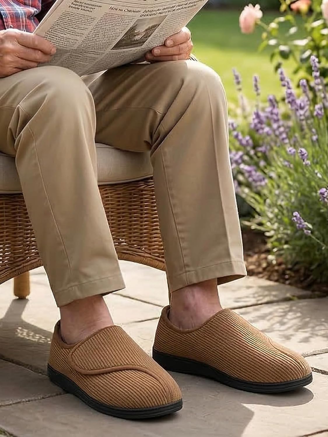  Men's Memory Foam Diabetic Slippers Comfy Warm Plush Fleece Arthritis Edema Swollen House Shoes thumbnail
