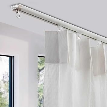 Ultra-Thin Curtain Track Ceiling or Wall Mount Curtain Track Room Divider Curtain Track Ceiling Curtain Track,Curtain Rods for Privacy Living Room BedroomWhite,1.5m4.9ft