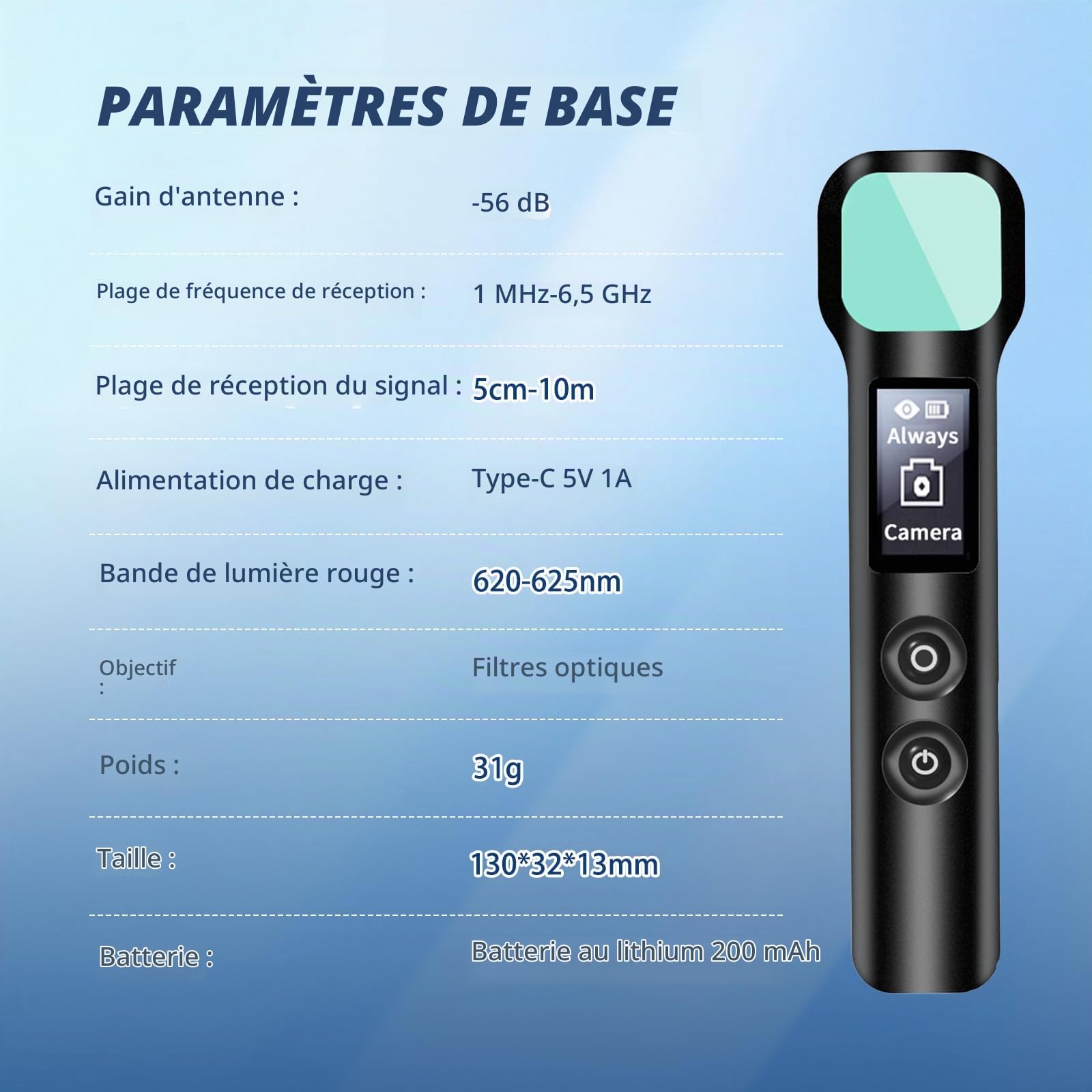 AOUZOVLI Detecteur De Micro Espion Detecteur De Traceur GPS Voiture Professionnel Protection Espion avec écran HD Utilisation Facile Idéal pour Les Hôtels La Maison Le Bureau Et Les Voyages