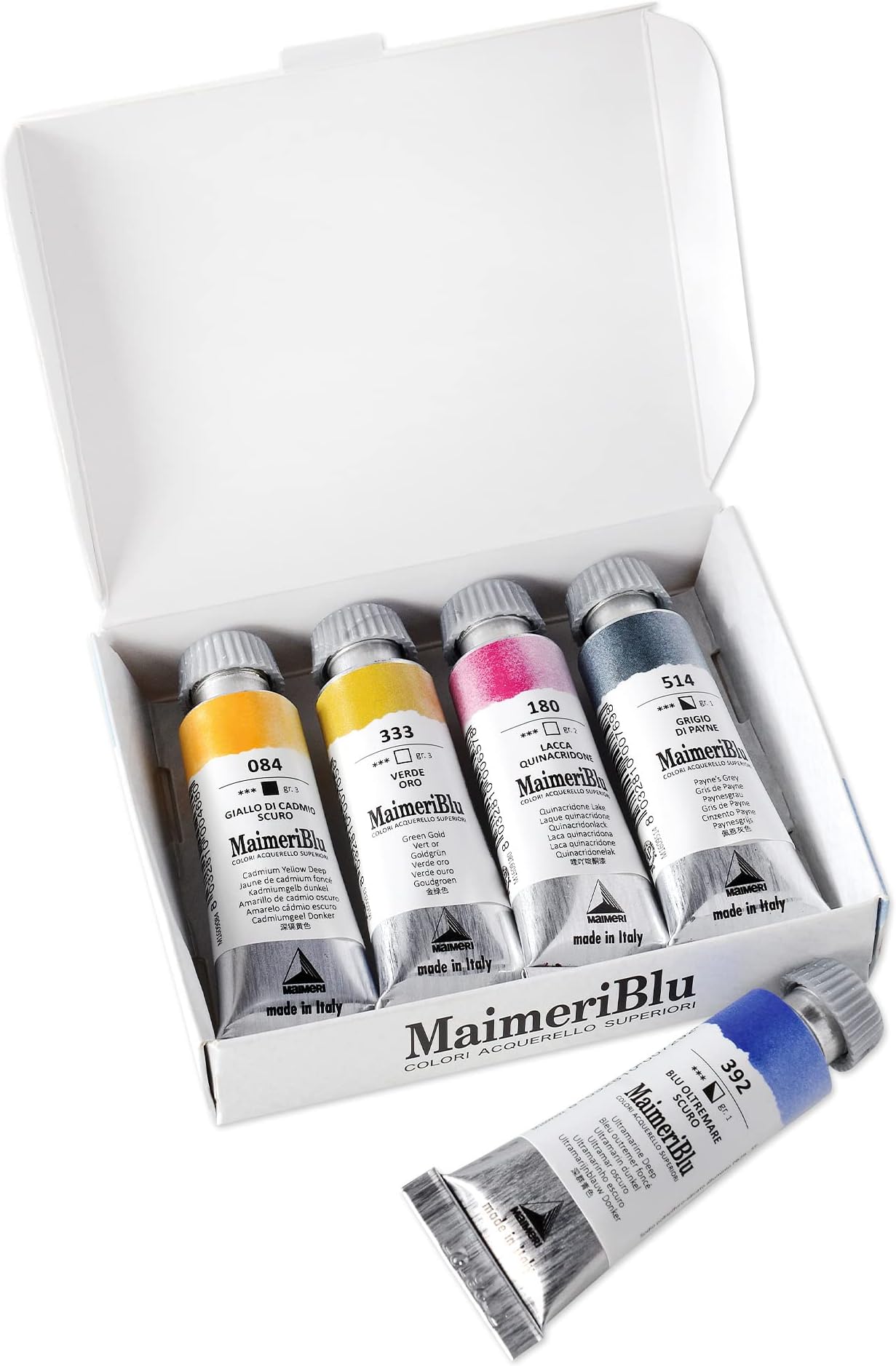 Blu Fine Art Watercolour Tube Set, Assorted Colours Set, 5 x 12ml Tubes, Ideal for Professional Artists
