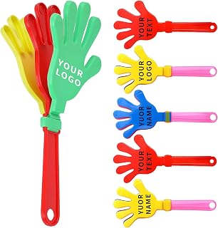 50 PCS Custom Plastic Hand Clappers – Personalized Noise Makers with LOGO/TEXT for Sports Games, Pep Rallies, and Parties (mix-colors)