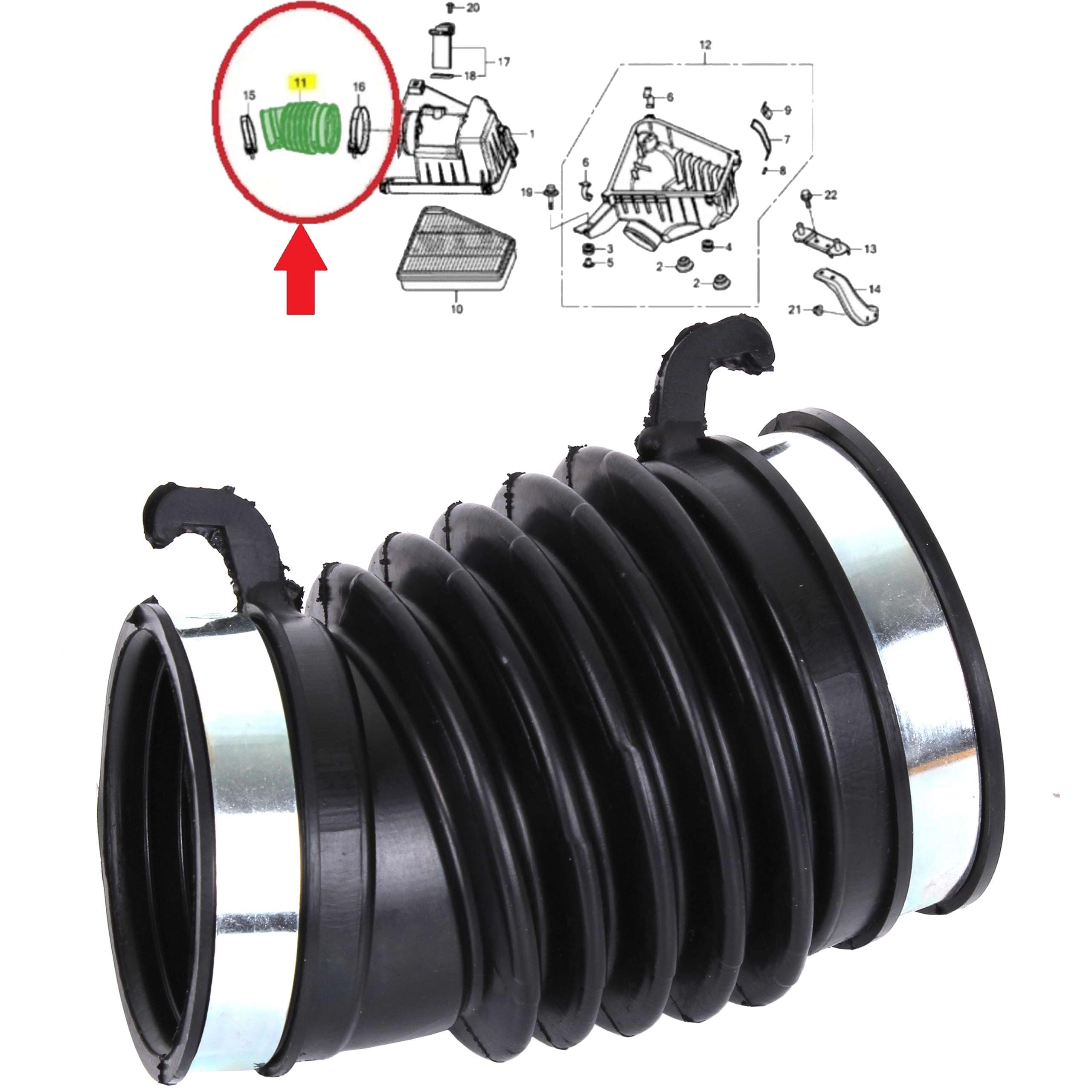 Manguera de aspiración de aire para diésel, compatible con Civic 1.6 17228-RZ0-G00 17228 RZ0 G00 17228RZ0G00 (2012-2016)