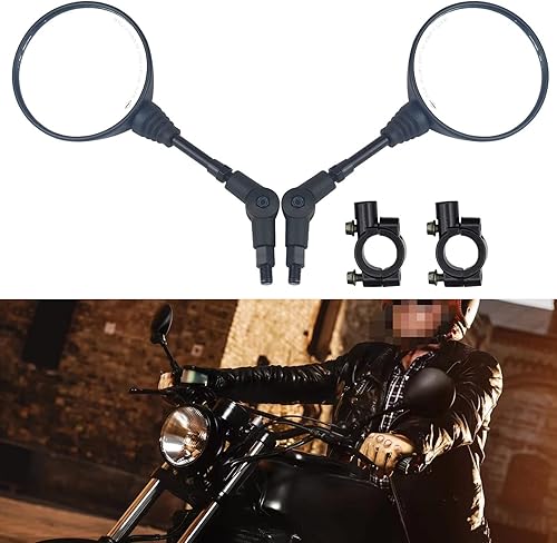 Vista 2 de Motocicleta Plegable Redonda Retrovisor Espejos para Honda Suzuki Valkyrie Road V Star 650 XVS650 250 1100