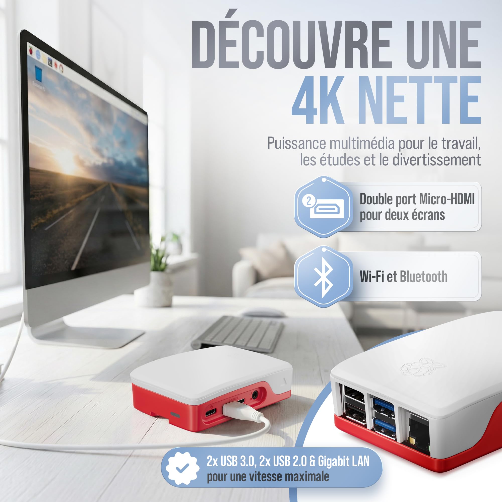db-tronic Raspberry Pi 4 2 Go Starter Kit | Édition 64 Go | Alimentation 15 W | Boîtier | Micro HDMI 4K | Dissipateurs | idéal pour Home Assistant et Le Smart Home