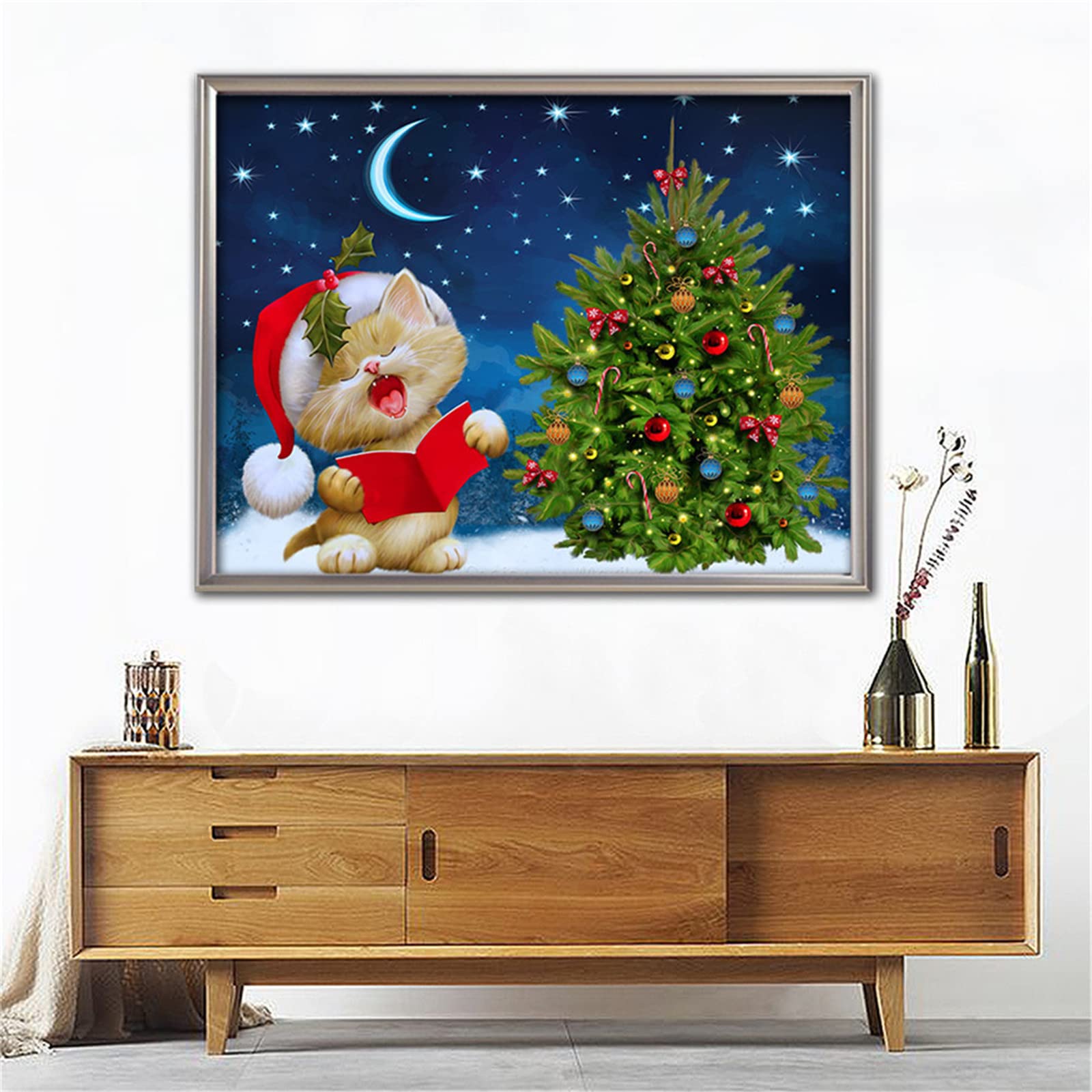 Demiawaking 5D Diamant-Malerei „Geldbaum Katze“ – DIY Set 26x36 Cm Für Wanddeko In Wohnzimmer & Schlafzimmer