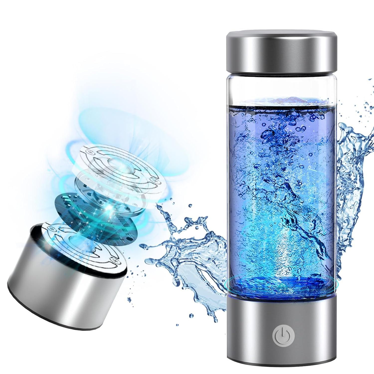 Hydrogen Water Bottle 420ml Portable Generator – 1500-2200 PPB SPE/PEM Technology, 3-Minute Hydrogen-Rich Infusion, USB Rechargeable Ionizer Flask for Home, Gym, Office & Travel – Aria Asia
