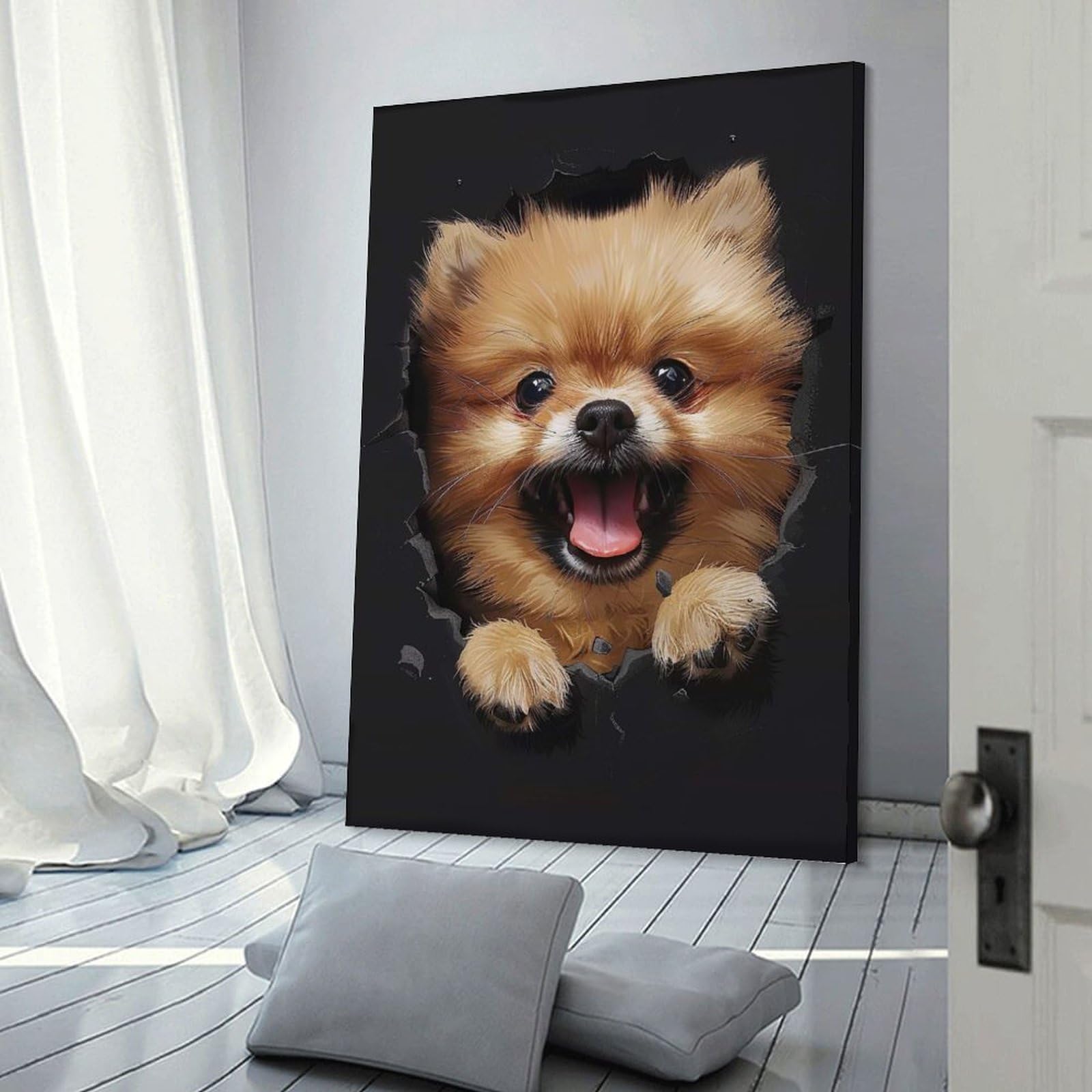 Junmoney Pomeranian(2) Home Decor Wall Art 24x36inch(60x90cm), for Art Walls, Layered Displays Or Homes, A Versatile Canvas Print for Layering