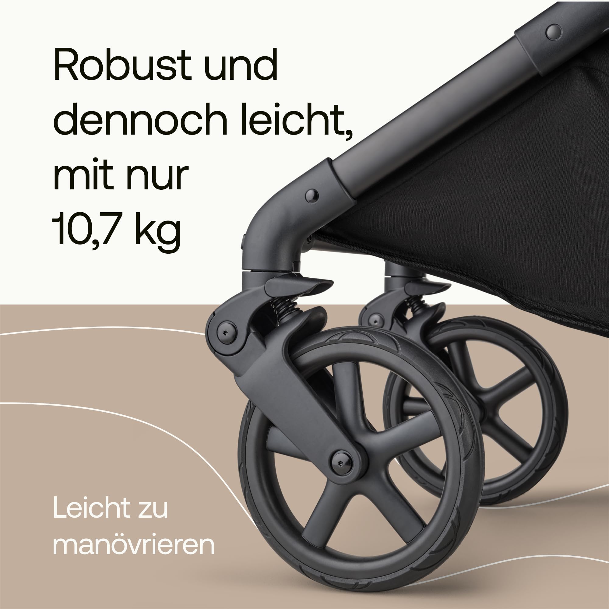 Bugaboo Cub All-Terrain Kinderwagen für Neugeborene und Kleinkinder | Sanfte Fahrt dank Vollfederung, Leicht 10,7 Kg, Verstellbarer und Wendbarer Sitz & Großer Untzergestellkorb, Desert Taupe