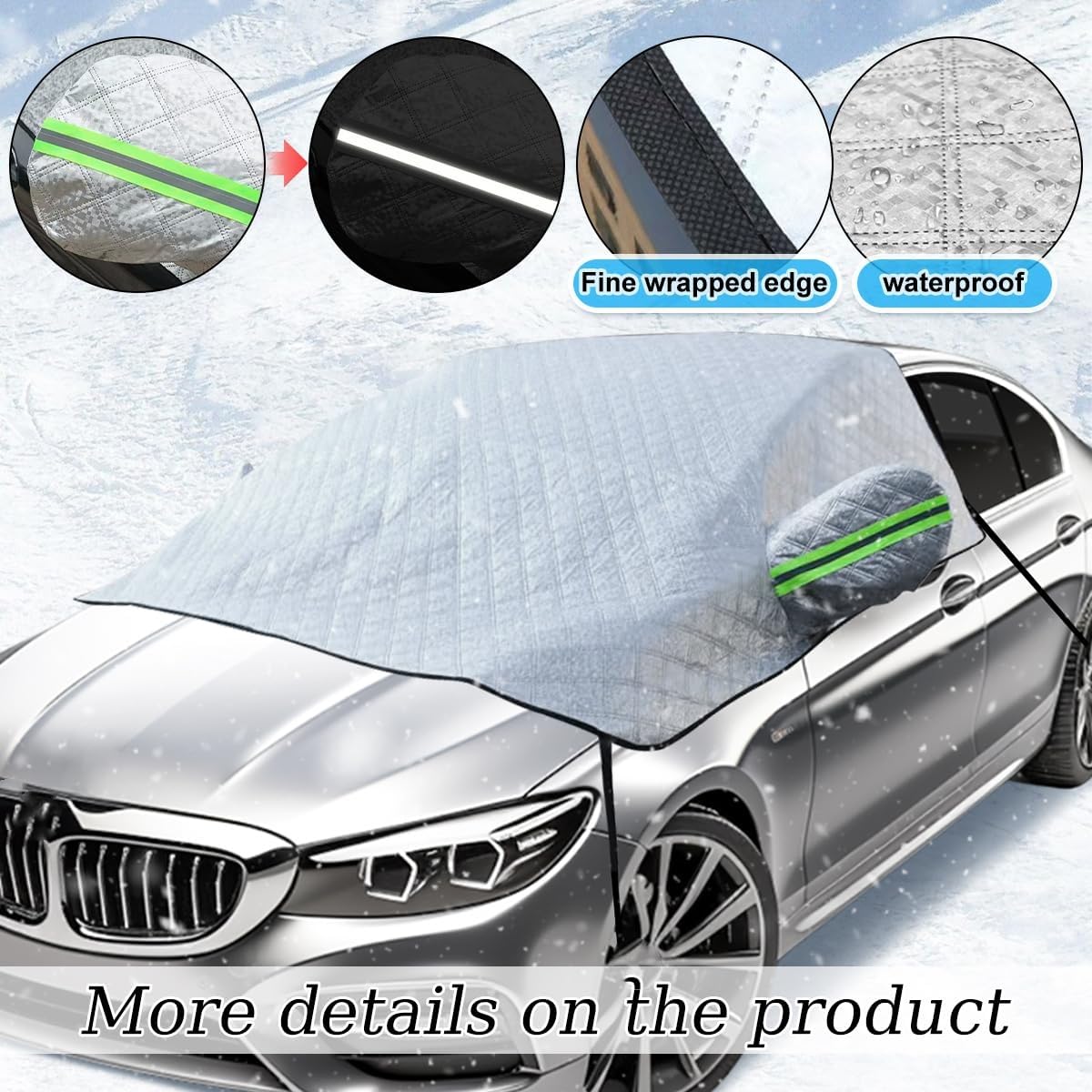 Housse Pare-brise Avant Pour VW Caravelle Transporter Multivan T7 | Argenté Réfléchissant | Protection UV Et Gel | Taille Sur Mesure - 5