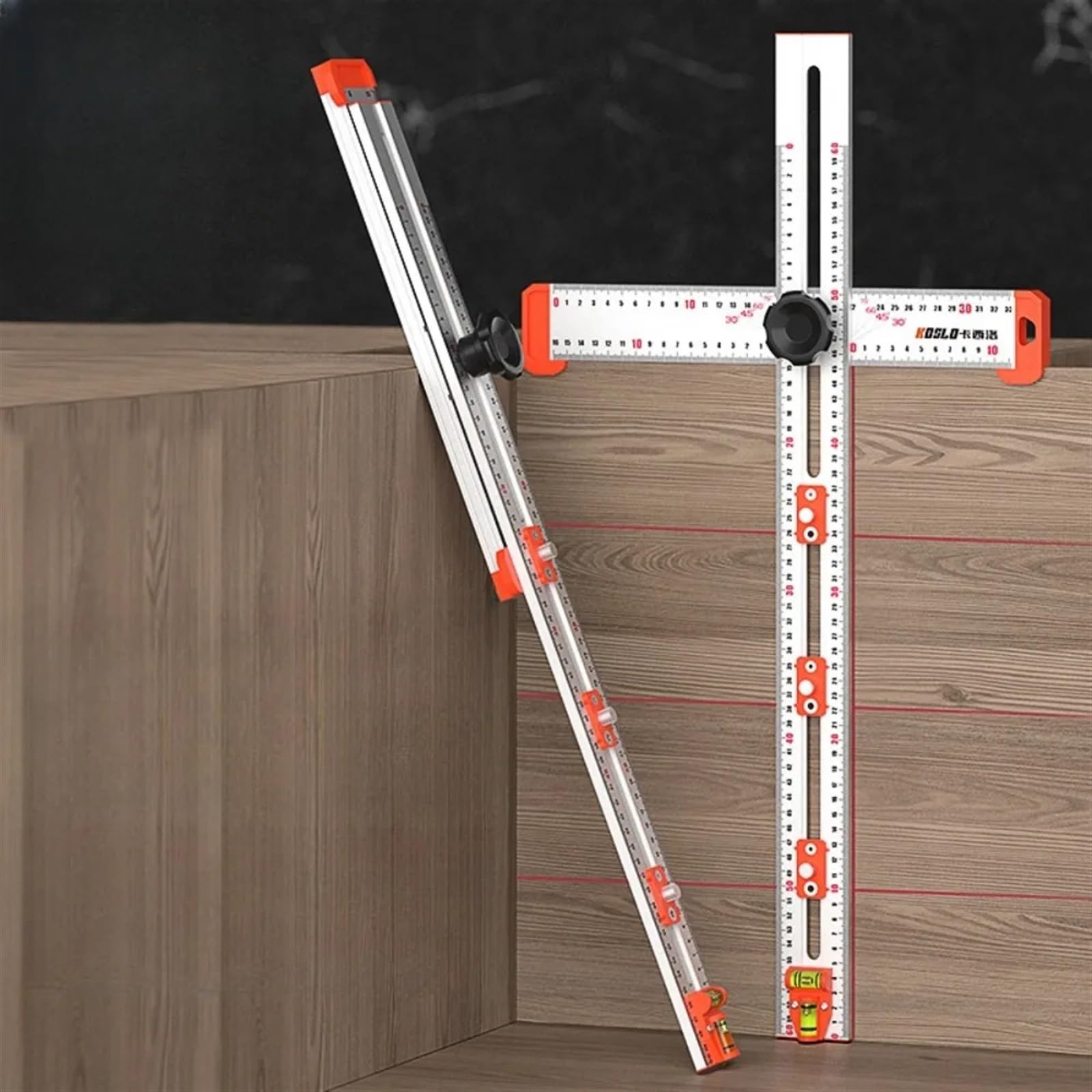 Regla de posicionamiento de perforación 2 en 1 for carpintería, regla en forma de T, regla de ángulo multifuncional, herramienta de medición de marcado de aleación de aluminio