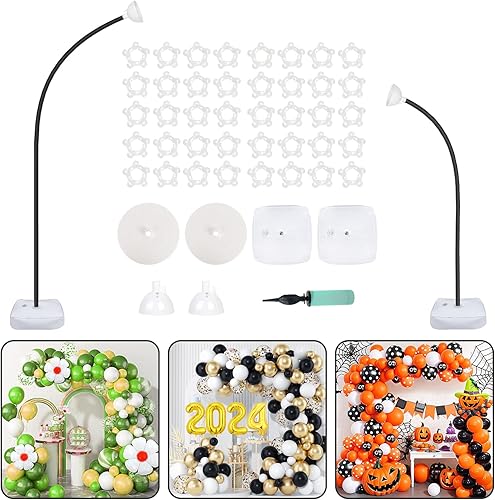 Miniatura 1 de OurWarm Kit de arco de globos de 9.35 pies y 6 pies, soporte de arco de globos con forma de flexión libre con base, arco de medio globo para boda,