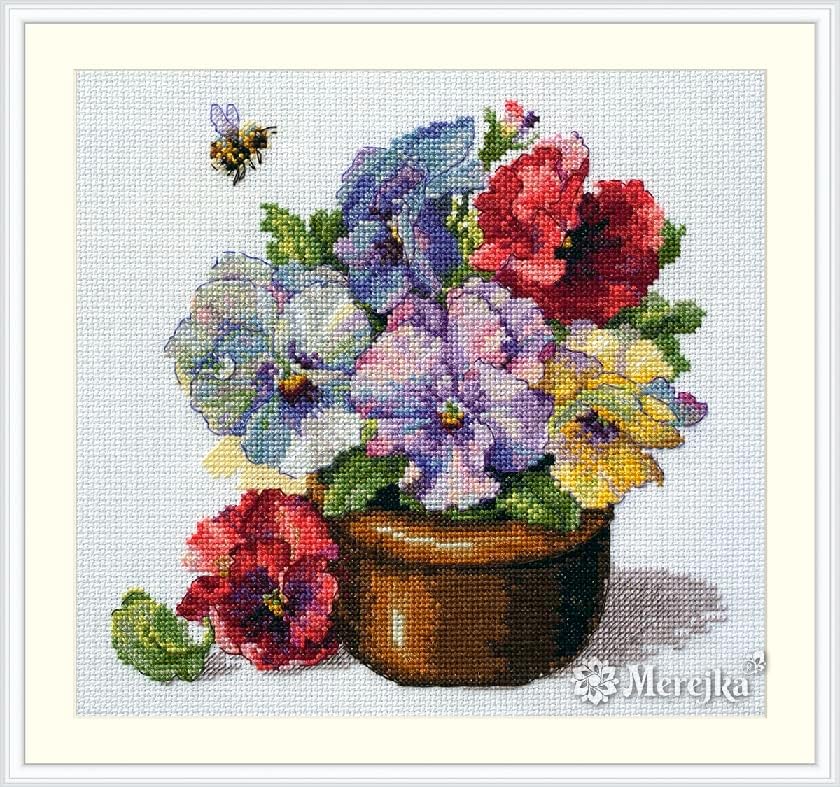 MerejkaCounted Cross Stitch Kit Spring Pansies