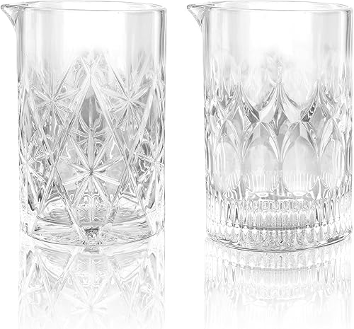 Miniatura 9 de Vasos mezcladores de cóctel de 24 onzas para whisky y coctelera mezcladora, Martini Old Fashioned Crystal Bar Set 2 piezas (forma de Xcopos de nieve)