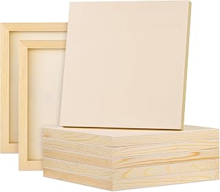 Aodaer 8 Pack 10x10 Inch Unfinished Pine Wood Panels for Acrylic Oil Painting Crafts DIY Projects