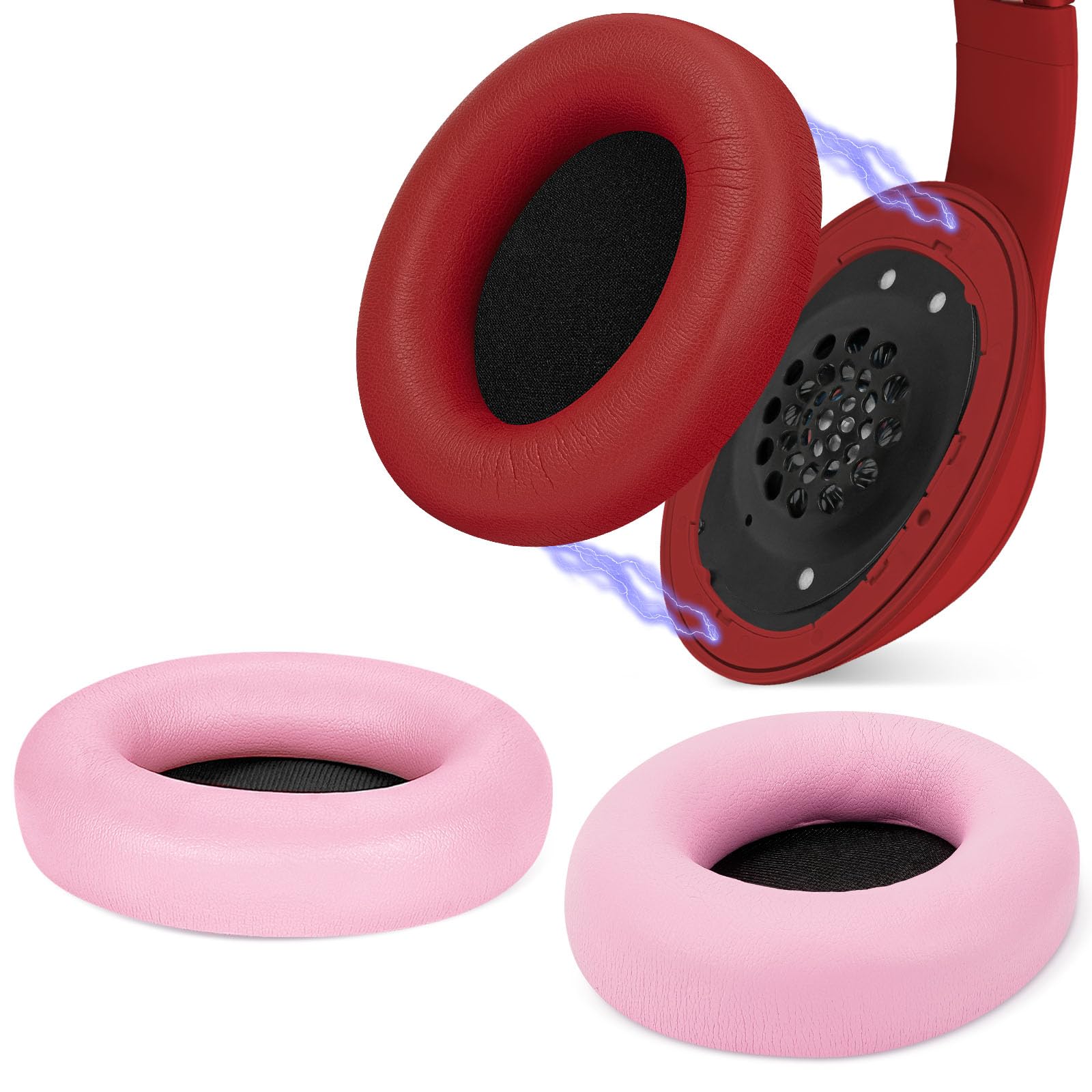 Zestaw wymiennych poduszek nausznika Geekria SNAP do Beats Studio 3 Wireless, słuchawek Studio 2, magnetyczny łatwy przełącznik, osłona na muszle (skóra proteinowa, 2 pary)