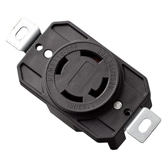AIDA NEMA L14-30R Flush Mounting Locking Receptacle, Twist-Lock Generator Outlet, 30 Amp, 125/250 Volt, 3-Pole, 4-Wire Grounding, Heavy Duty Turnlock Socket, Industrial Grade, UL Listed