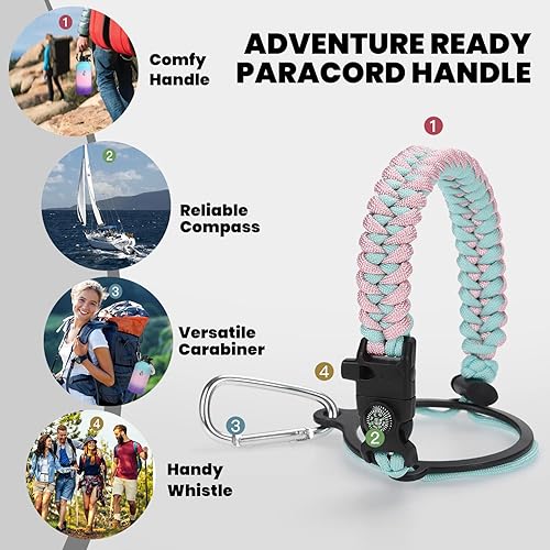 Miniatura 4 de RAYMYLO Botella de acero inoxidableAislamiento al vacío de triple pared (fría por hasta 48 horas)A prueba de fugasSin BPADe 64 ozCuerda de