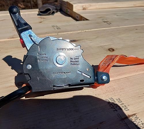 Vista 50 de Mytee Products Paquete de 4 correas de trinquete retráctiles de 1 pulgada x 12 pies con gancho en S recubierto de zinc para motocicletas, Naranja