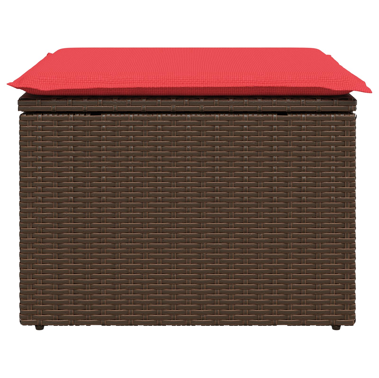 Tabouret de jardin avec coussin, marron, 55 x 55 x 37 cm, en polyrotin, résistant aux intempéries, robuste, compact, pour terrasse, balcon, véranda, avec sac de rangement et coussin d'assise