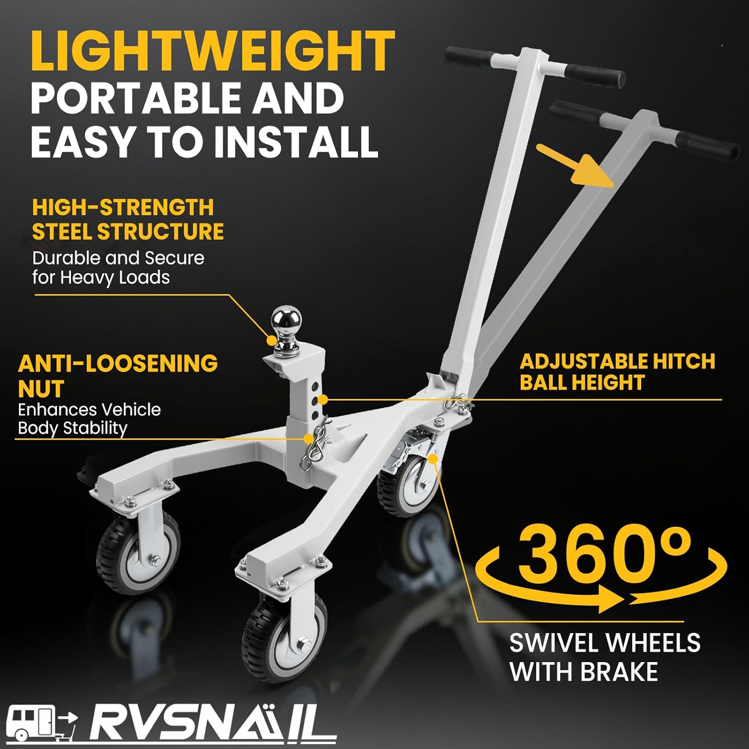 Trailer Dolly-Heavy Duty Trailer Mover Supports 20,000 lbs Load & 3,500 lb Max Tongue Weight, Universal Fit for RV, Boat, Camper, Jet Ski, Motorcycle, Includes 2" & 2-5/16" Receiving Tongues