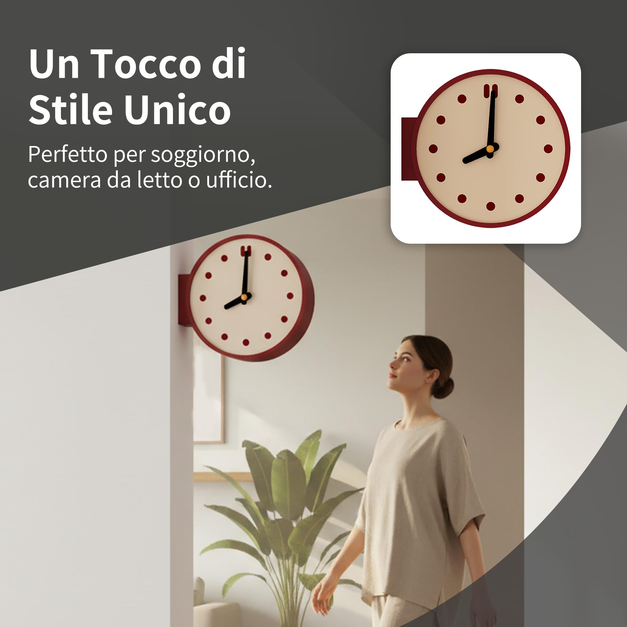 KESOTO Orologio da Parete Angolare, Decorazione per La Casa, Bifacciale, Artigianale, Robusto, Opera d'Arte Unica