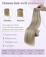 Vista 108 de LaaVoo Extensiones de cabello humano real para coser, extensiones de cabello humano de doble trama, color negro azabache, 18 pulgadas, 3.53 onzas