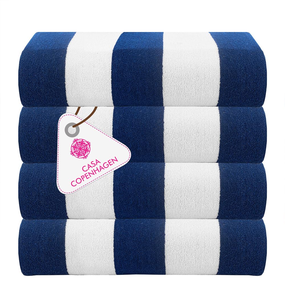 CASA COPENHAGEN Set regalo, 4 teli mare cotone, 75 x 150 cm, Blu Cobalto