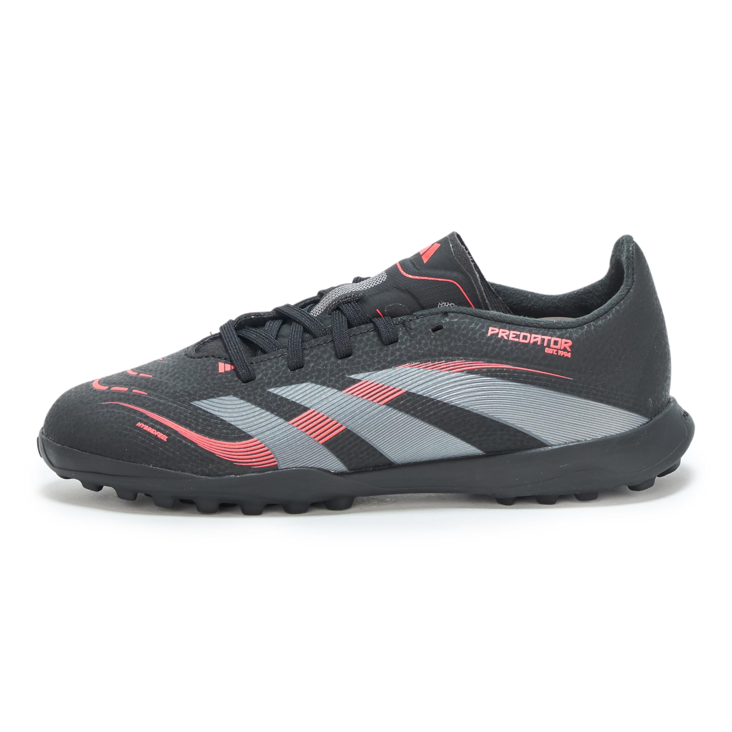 adidas League Predator Turf Sneaker, Black/Grey/Lucid Red, 1 US Unisex Little Kid