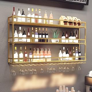 JWBXFYXW Rack de Almacenamiento de vinos Moderno Mural montada con estantes de la Unidad de Barra Flotante Ligera para la decoración del Comedor de la Cocina (Color)