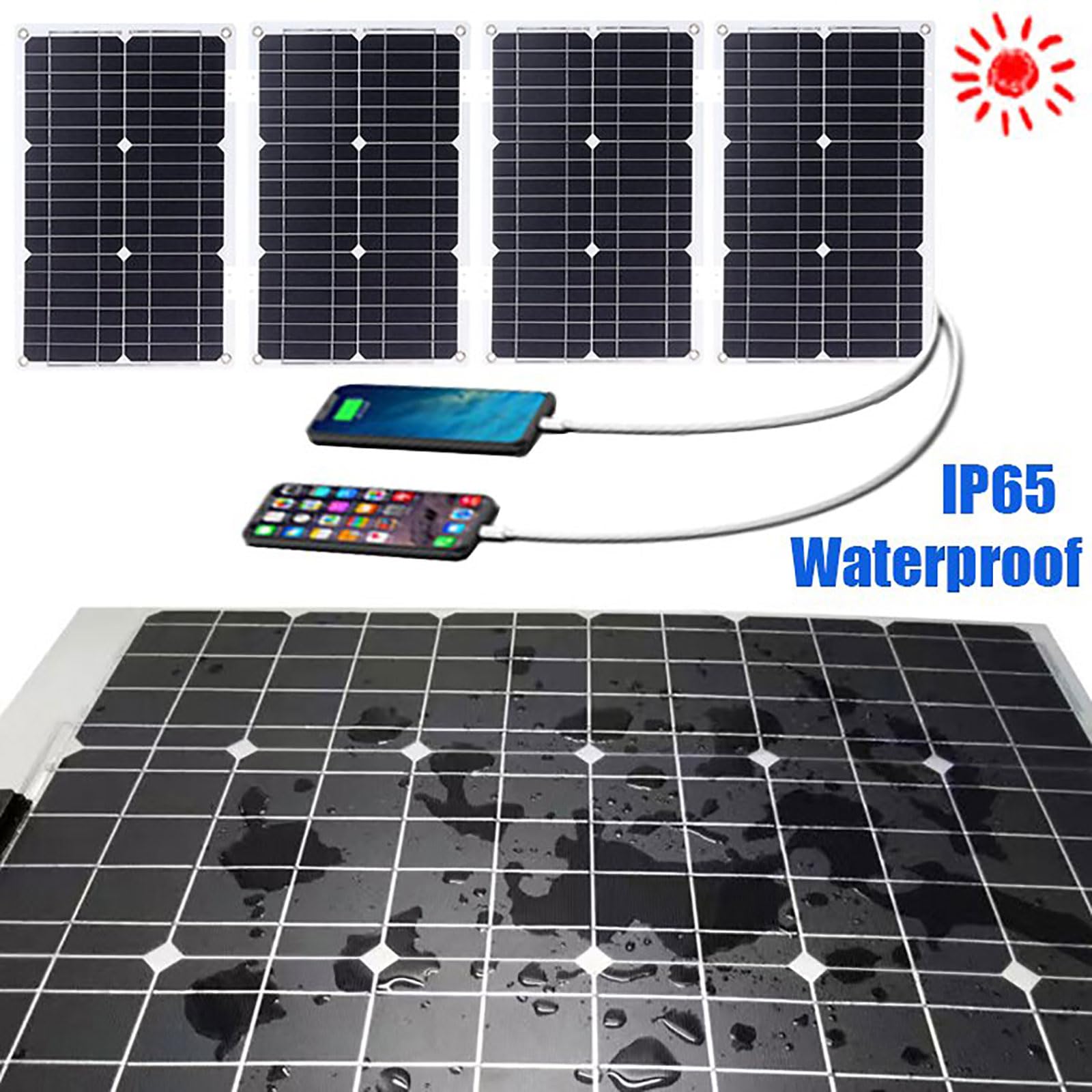 Kit di energia solare off-grid da 6000 W con pannello impermeabile da 100 W e controller da 50 A(Black)