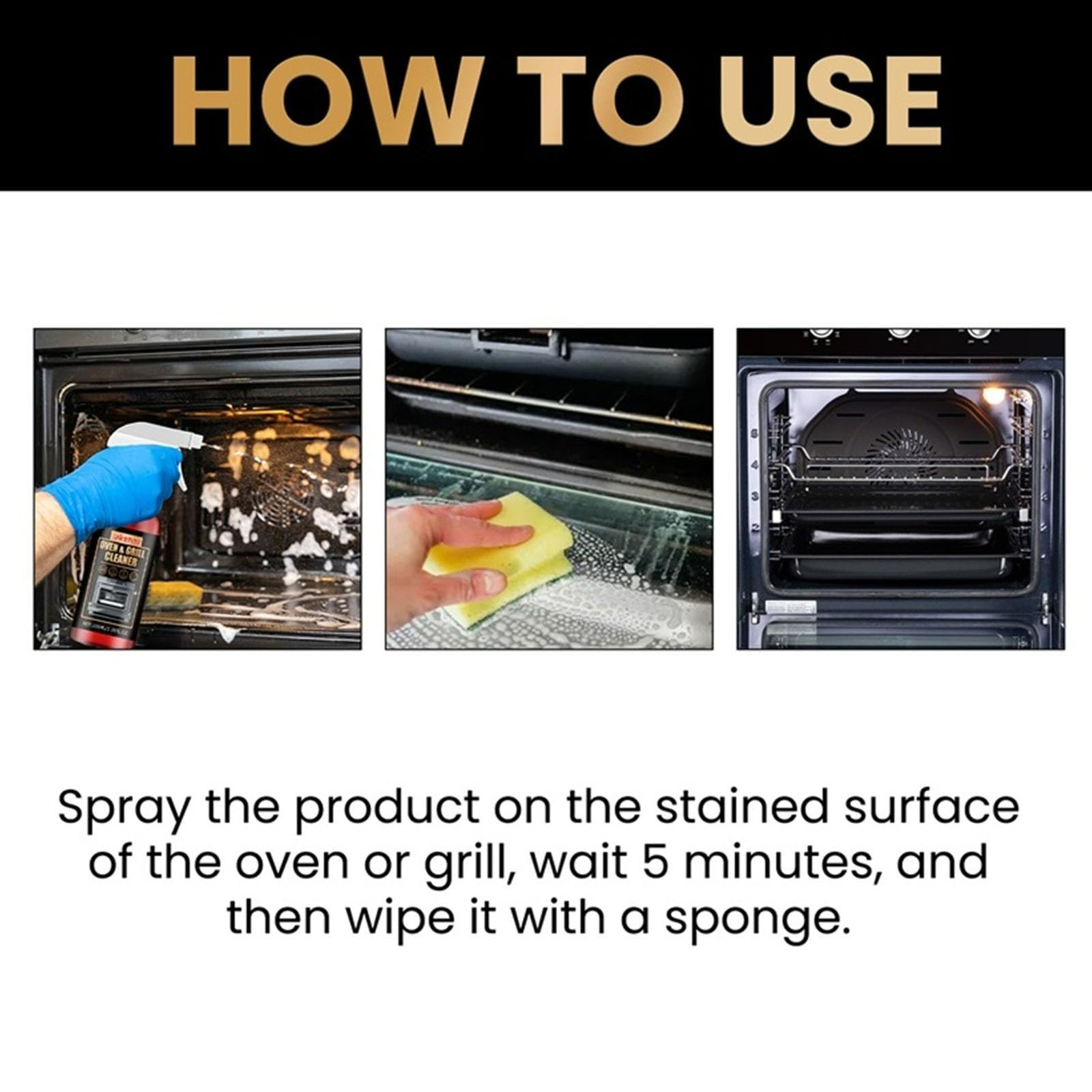 Spray detergente per forno, set detergente per forno e grill, detergente extra forte per forno, spray detergente per forno e grill per cappe aspiranti, gas grill, acciaio inossidabile, cucina (1 pezzo