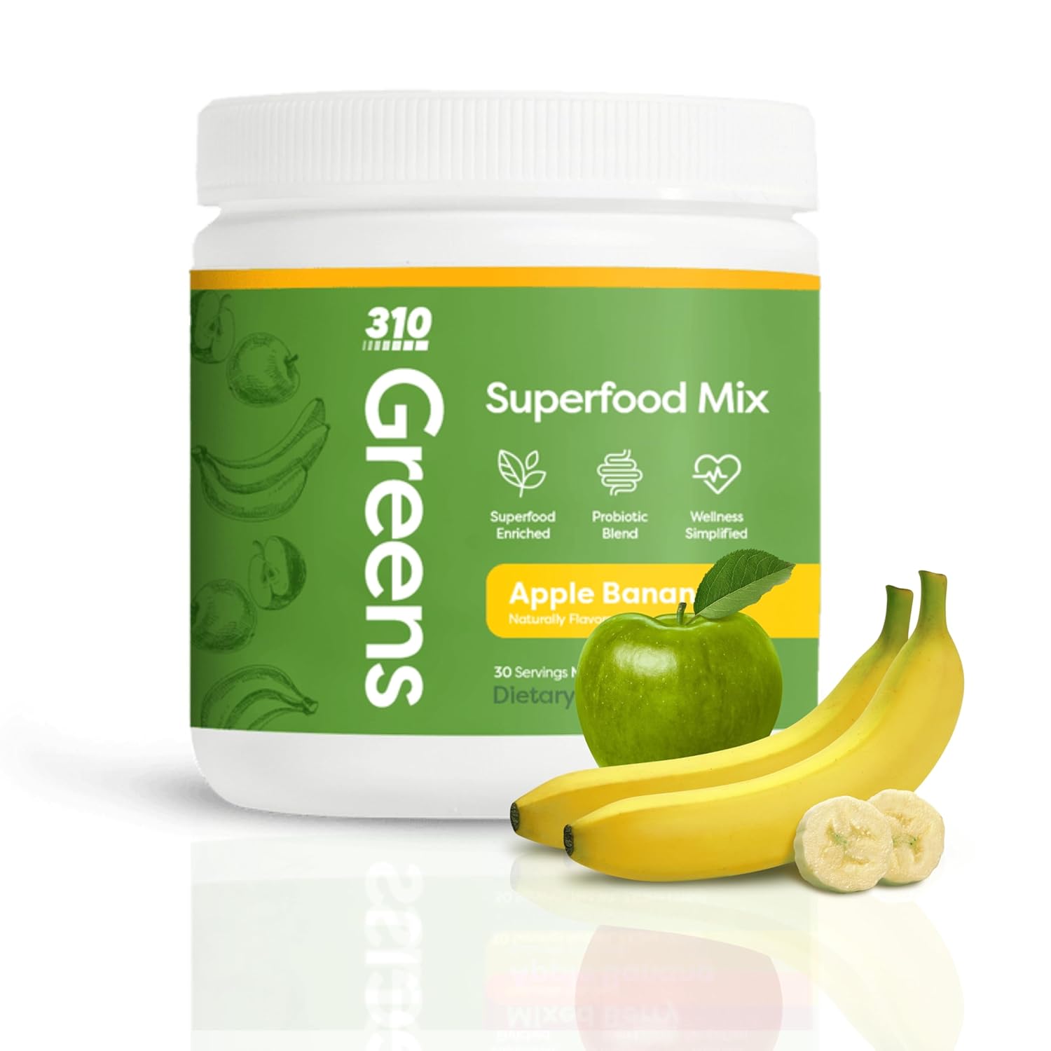 310 Greens Superfood Powder: Suplemento Verde Orgânico com Spirulina e Antioxidantes - Aumente sua Imunidade com 280g de Energizantes Naturais