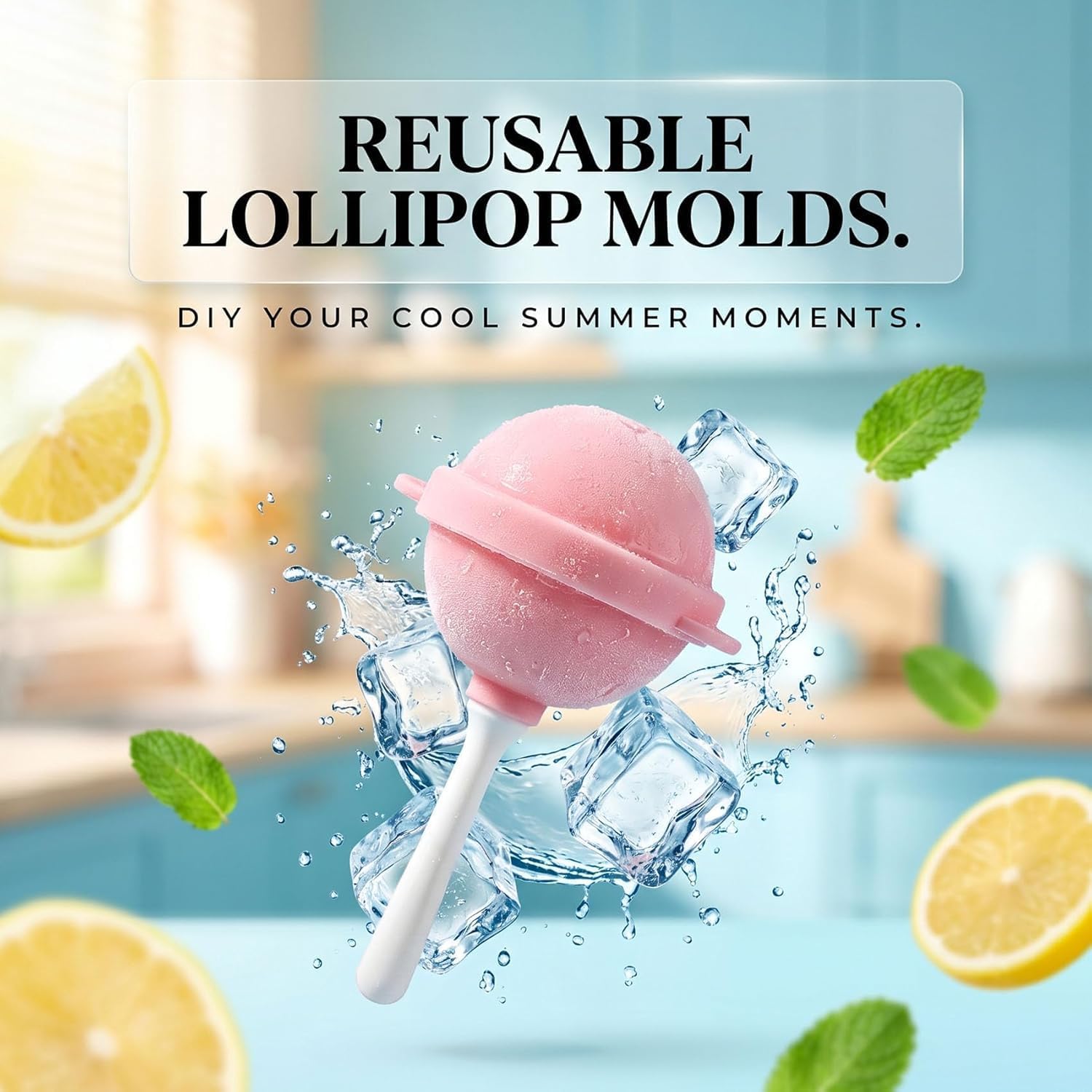 8 Pcs Silicone Lollipop Popsicle Molds, 2026 New Silicone Lollipop Ice Cream Maker Molds, Free Reusable Ice Cream Molds with Sticks, DIY Homemade Freezer Treat Maker