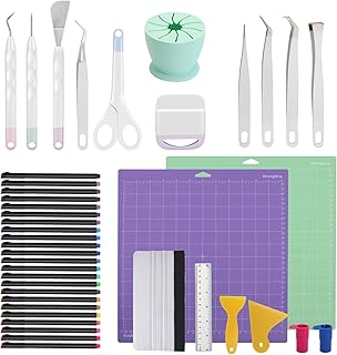 Accessories Bundle for Cricut Machine Maker, Compatible with Cricut Machine, Cricut Maker Weeding Tool, Colored Pencil, Cutting Mat, Scraper, Ruler, Adapter Suitable for Beginners Artisans 44 PCS