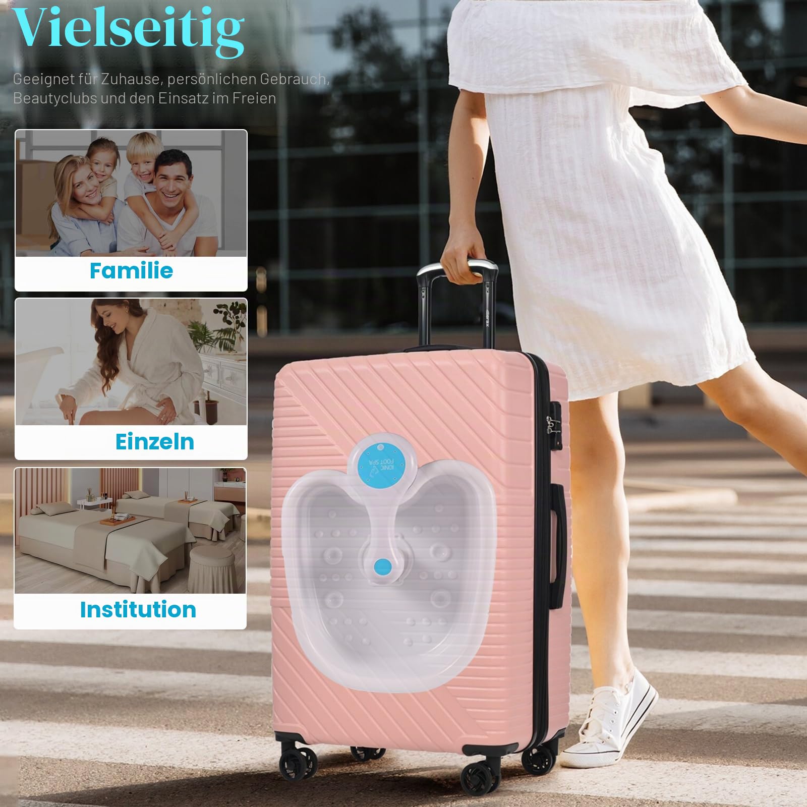Ionen Fußbad Detox mit Fußsensor, Tragbar Elektrolyse Fußbad Entgiftung Set, Faltbare Fußbadewanne mit Komplett-Zubehör für zu Hause & Reisen, Professionell Fußpflege