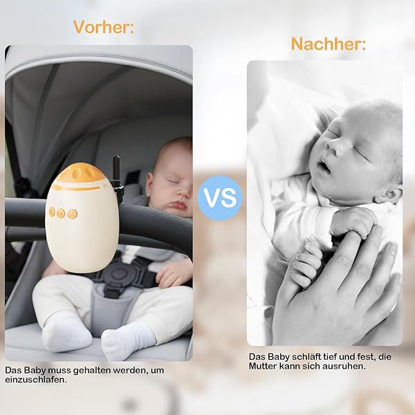 Smofrees Kinderwagenschaukler, Automatische Babywippe mit Gerät für weißes Rauschen, Einschlafhilfe Baby wiederaufladbar (USB),Beige - 5
