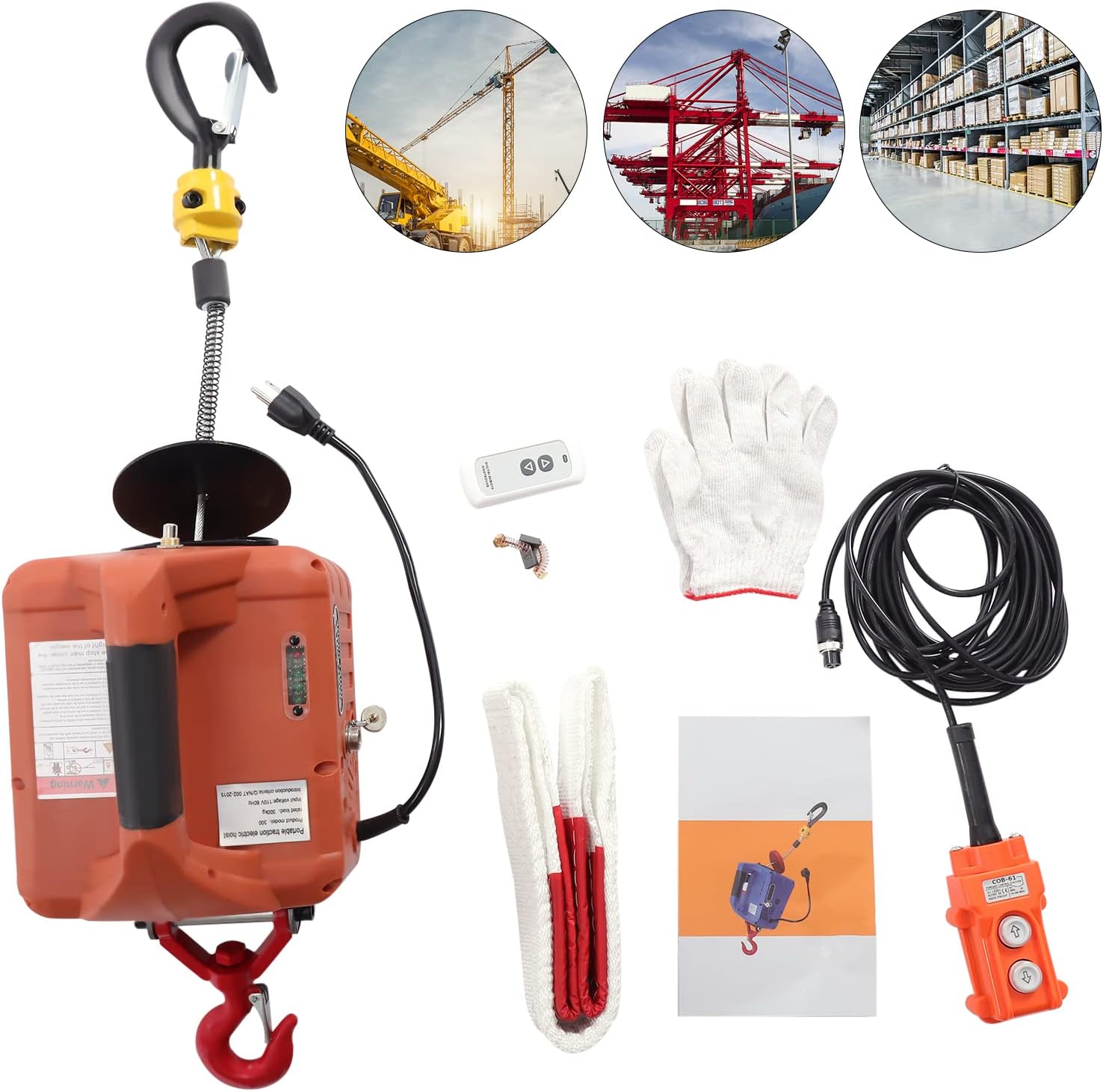 3-in-1 660LBS Electric Winch Crane Electric Hoist Kit with Remote Durable 110V 1500W, 38ft Lifting Height,for Bicycles, Kayaks, Groceries, Lumber to The Top of Attic or Garage