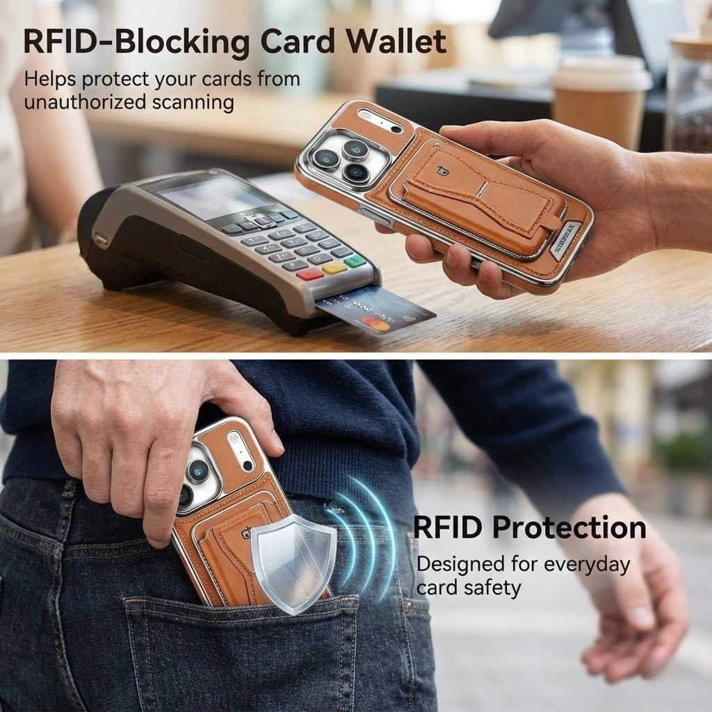 2-in-1 Detachable Magnetic Leather Wallet Case for iPhone 17 Pro Max / 17 Pro / 17 Air / 17, Slim Shockproof Phone Cover with Card Holder & Kickstand, Compatible with MagSafe(Black,17 Pro Max)