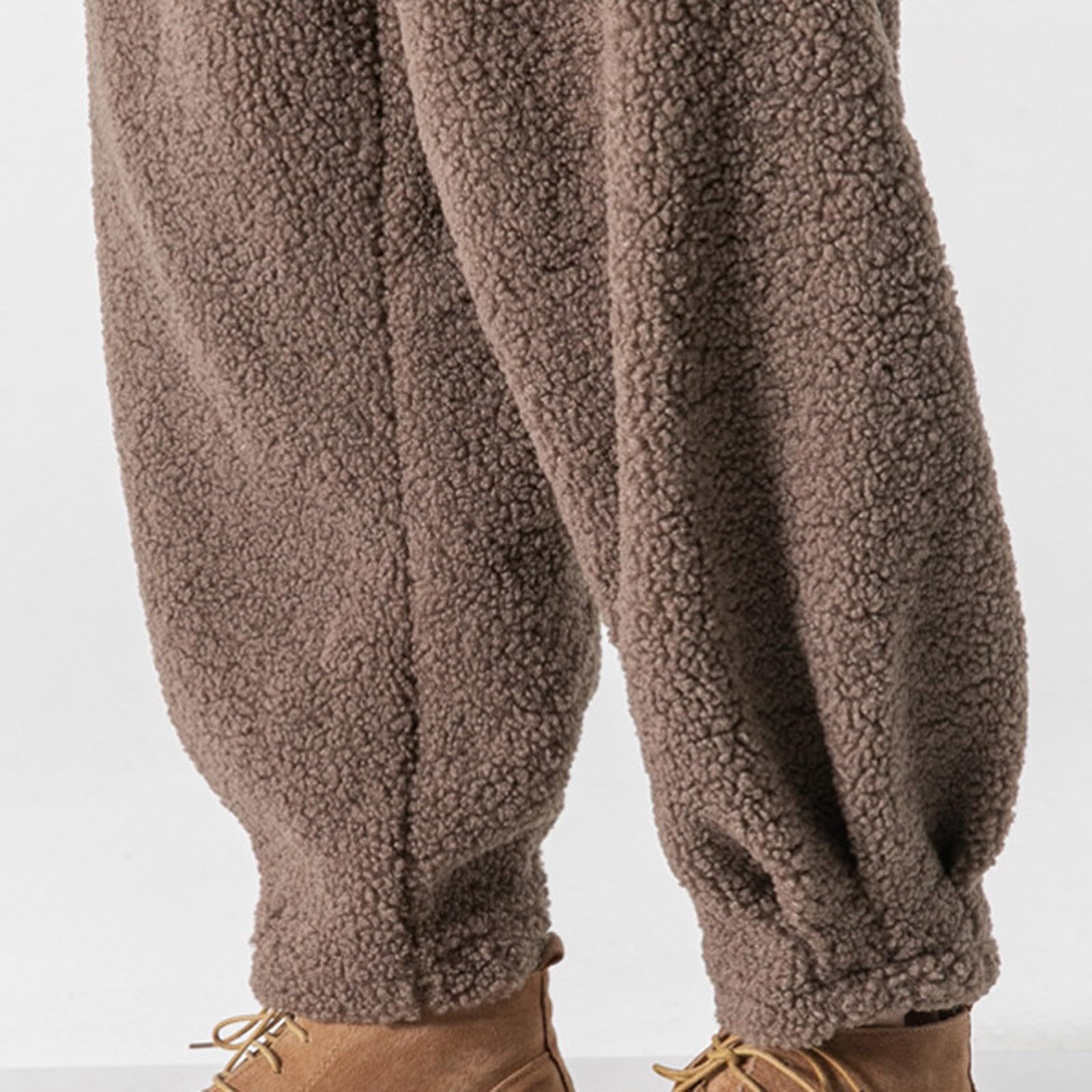 Teddy Plüsch Hose Herren Hose Winter Haremshose Regular Fit Lose Gerade Pants Baggy Gefüttert Thermo Hosen Freizeithose Japanische Hosen
