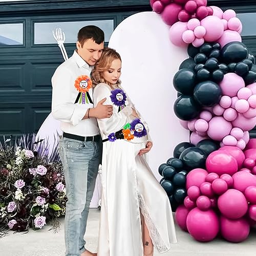 Miniatura 3 de Conjunto de banda y ramillete de maternidad para baby shower, color naranja, morado, verde, para Halloween, para baby shower, cinturón para el