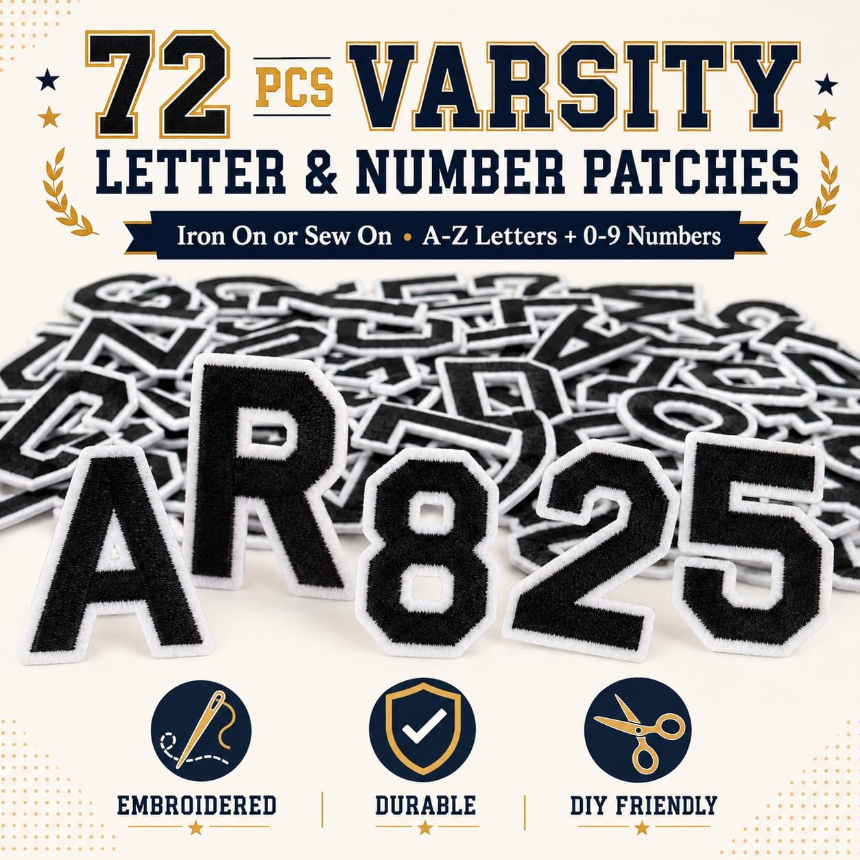 MAQIHAN 72 Pcs Iron On Letter and Number Patches for Clothing image 2
